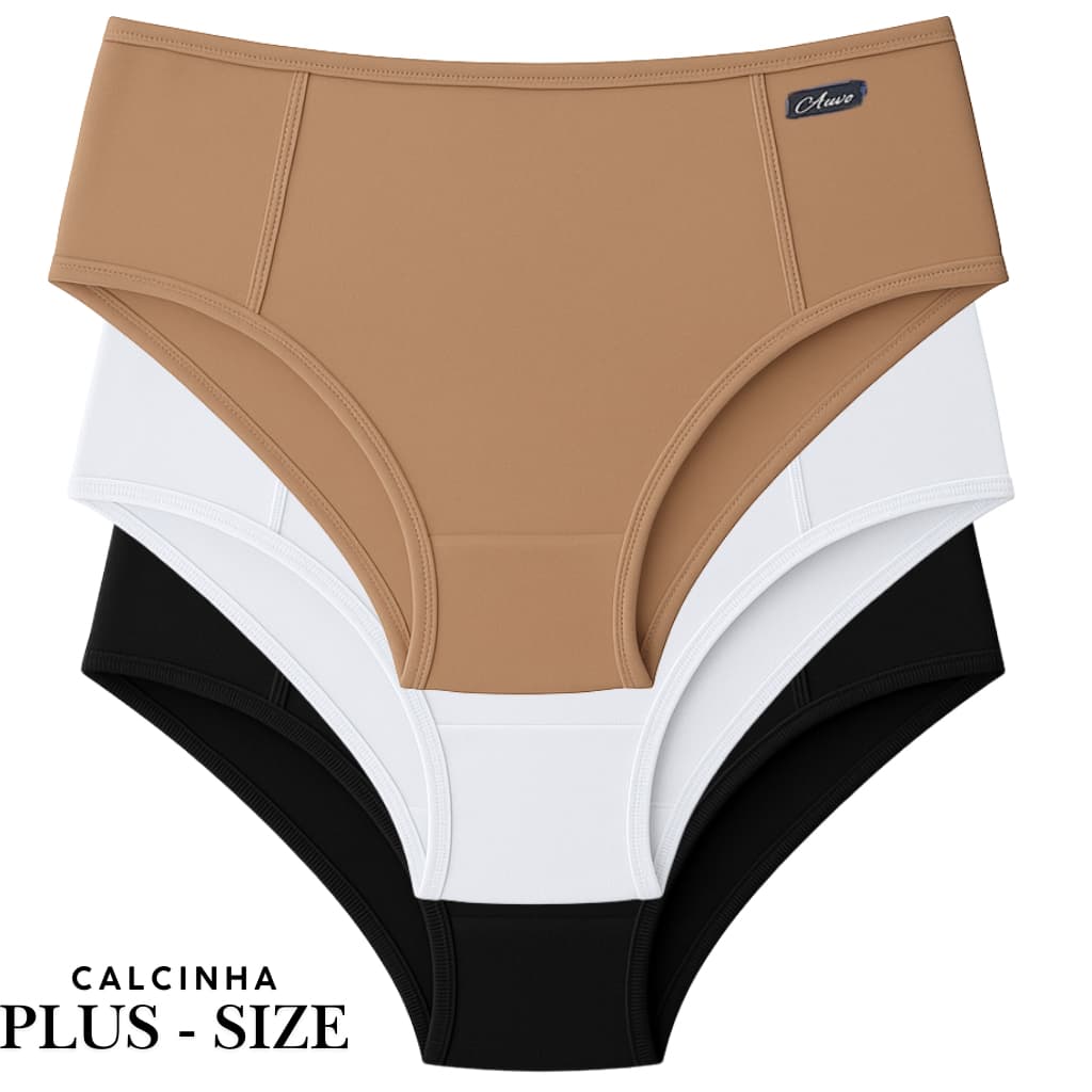 Calcinha Plus Size Cós Alto Em Tecido de Legging Fitness