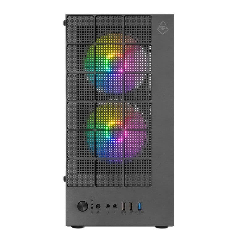 Gabinete Gamer Mancer Grimore, Mini-Tower, Lateral de Vidro, 2 Fans Rainbow, Preto, MCR-GRM-BK