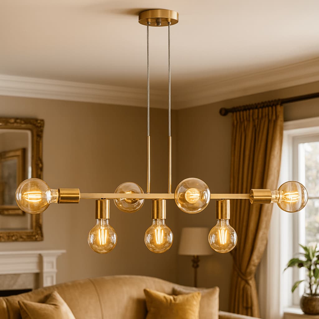 Luminária de teto Pendente Rubis para 7 Lâmpadas 68cm Canopla Enviada Conforme Disponibilidade (Estilo Jabuticaba)