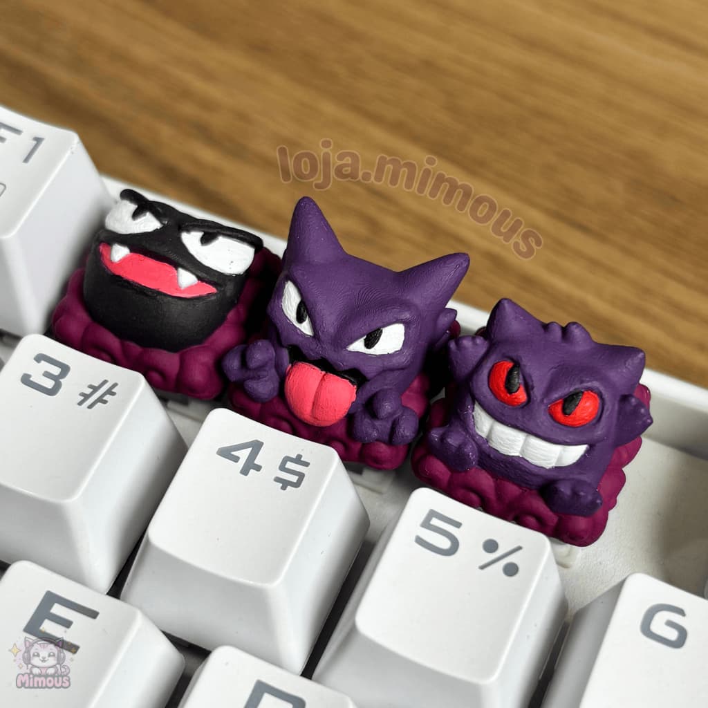 Keycaps Gengar Family - Gastly / Haunter / Gengar - Tecla para teclado mecânico - LEIA A DESCRIÇÃO