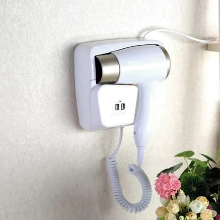 Kit 5 Secadores Profissionais de Parede com USB 110V – Ideal para Hotel, Academia e casa