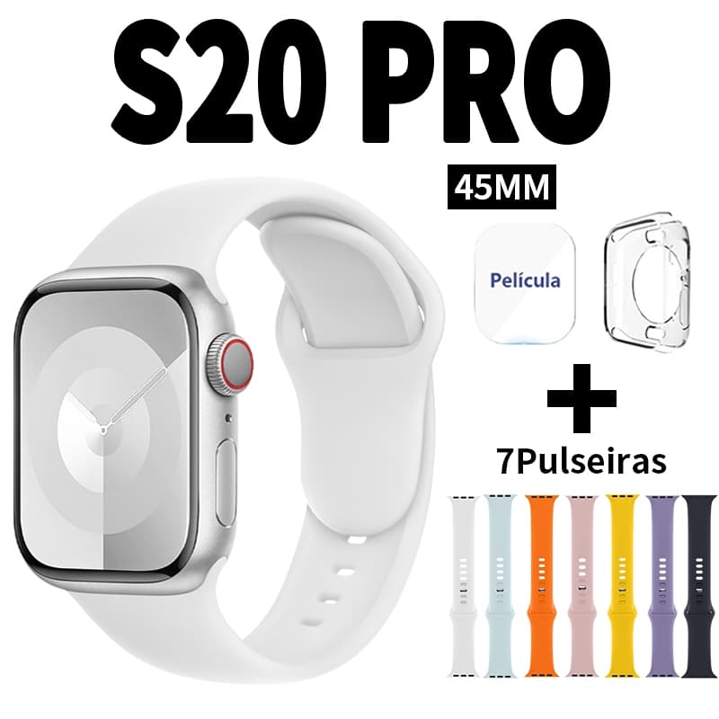 【Sete pulseiras】 Smartwatch S20 PRO Watch Pro Série 10 Bluetooth Relógio inteligente Cardíaca Monitoramento NFC GPS