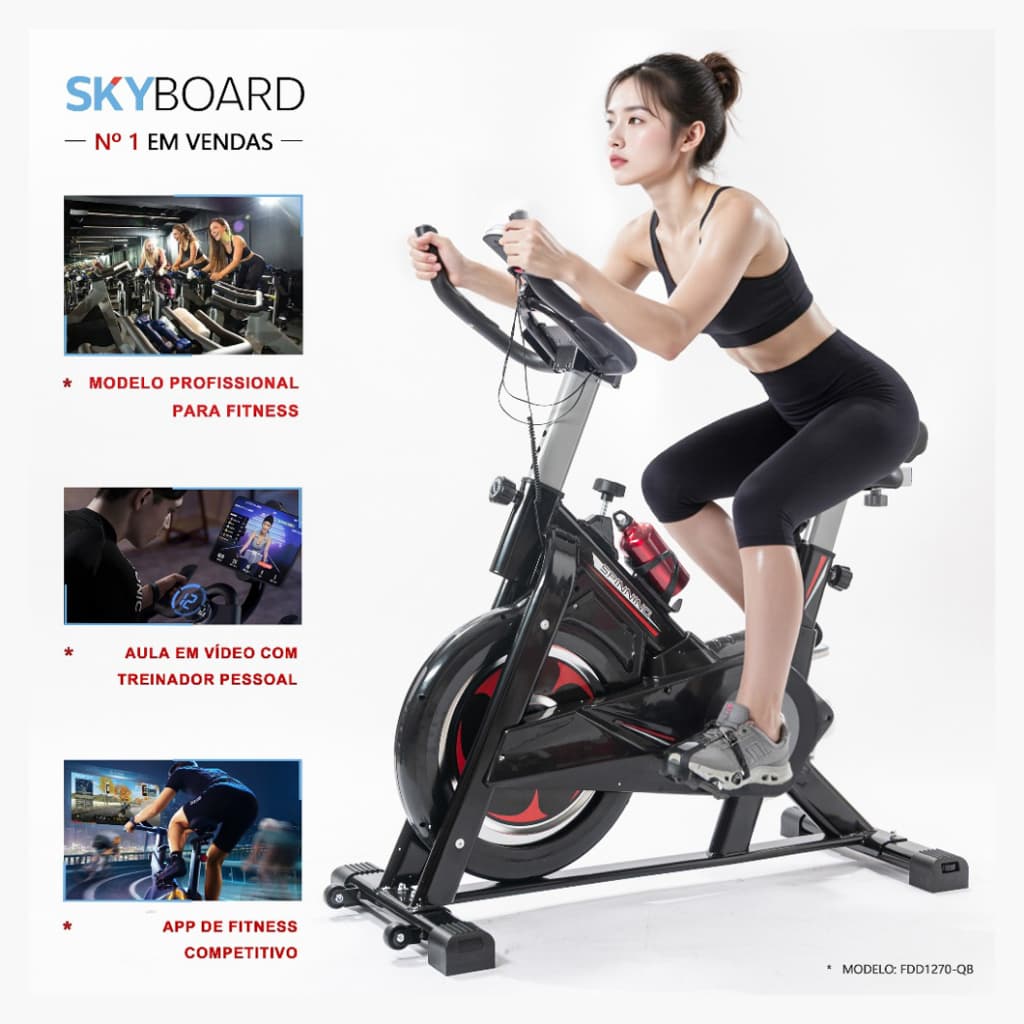 Bicicleta Ergométrica Modelo 2026 SKYBOARD Smart - Conexão Bluetooth, Design Grande para Treino Profissional em Casa