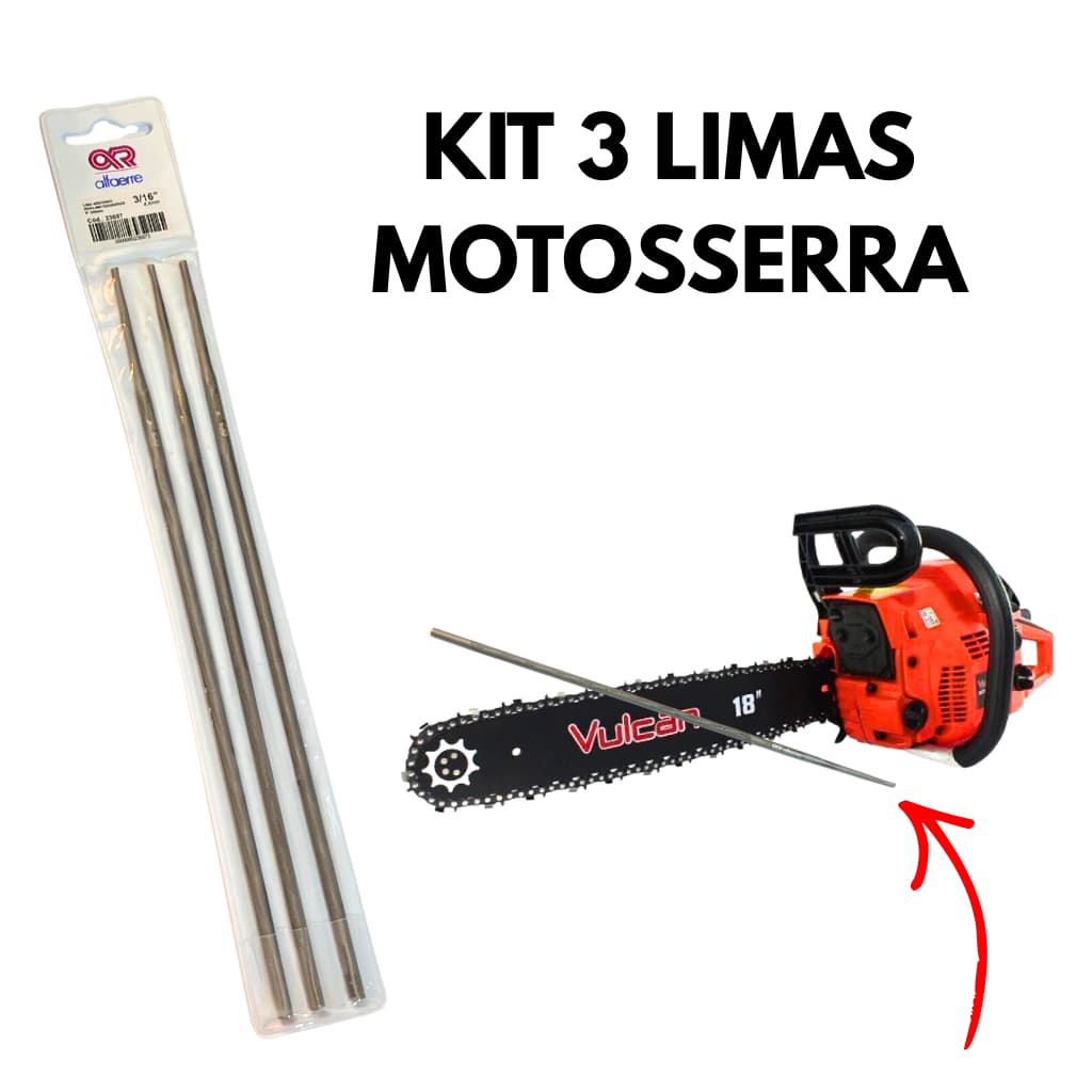 Kit 3 Lima Redonda Para Corrente Motosserra 4,8mm HUSQVARNA STIHL VULCAN TEKNA NAGANO CARBON FAK