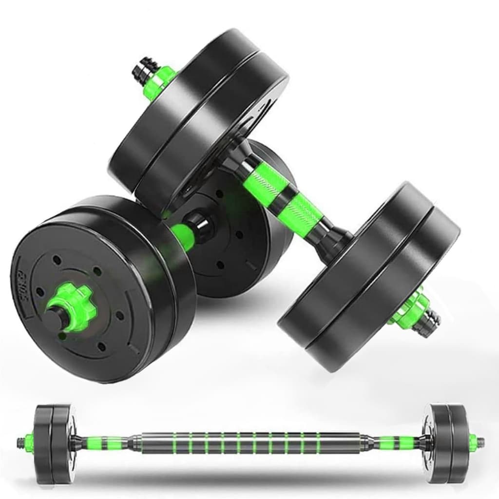 Kit Halteres 9Kg Ajustável 2 em 1 Barra Extensora Academia Casa Verde