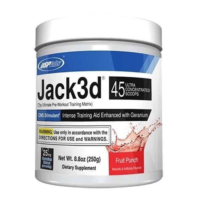 Jack 3d Pré-Treino 250g 45 Porções Ultra Concentradas Sabor Ponche de Frutas - USP Labs