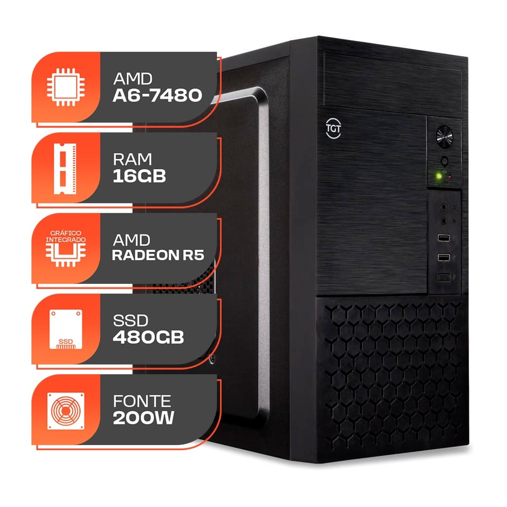 PC Computador Home Essential S, AMD A6-7480, 16GB DE RAM, SSD 480GB
