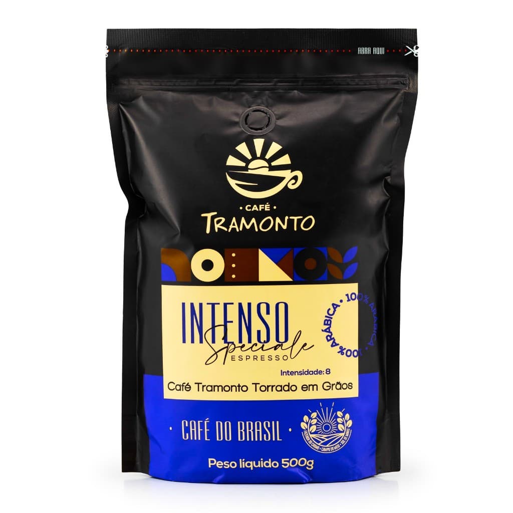 Café Tramonto INTENSO em Grãos 500 gramas Arábica Especial Sul de Minas Alta Intensidade