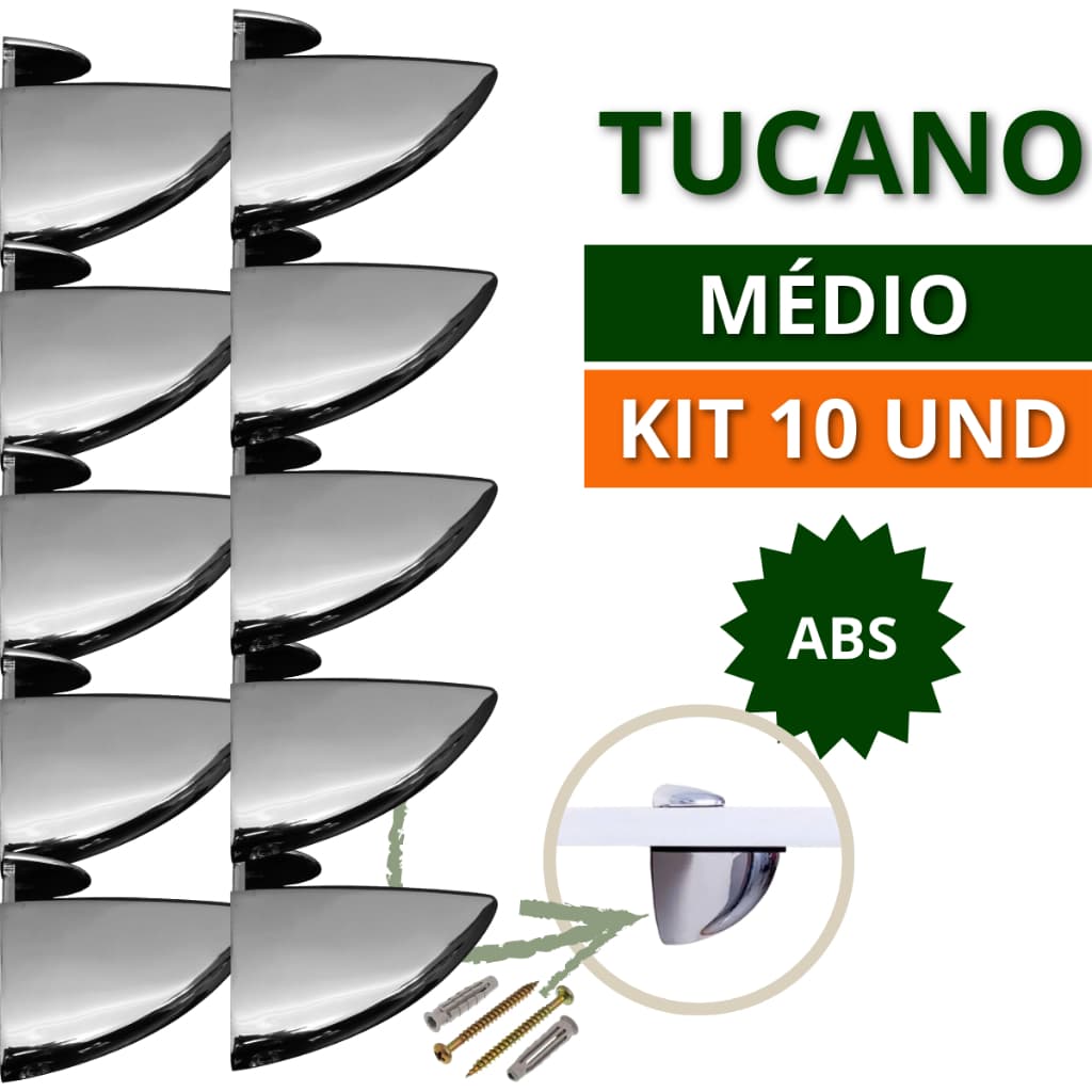 Kit 8 e 10 Suporte Prateleira Organizadora Horizontal parede Tucano ABS Médio Resistente Vidro Madeira