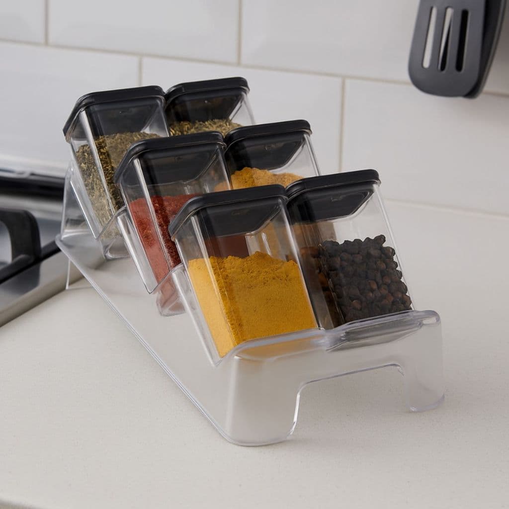 Organizador de Temperos Porta Condimentos Pote Hermético 6 Unidades 180ml