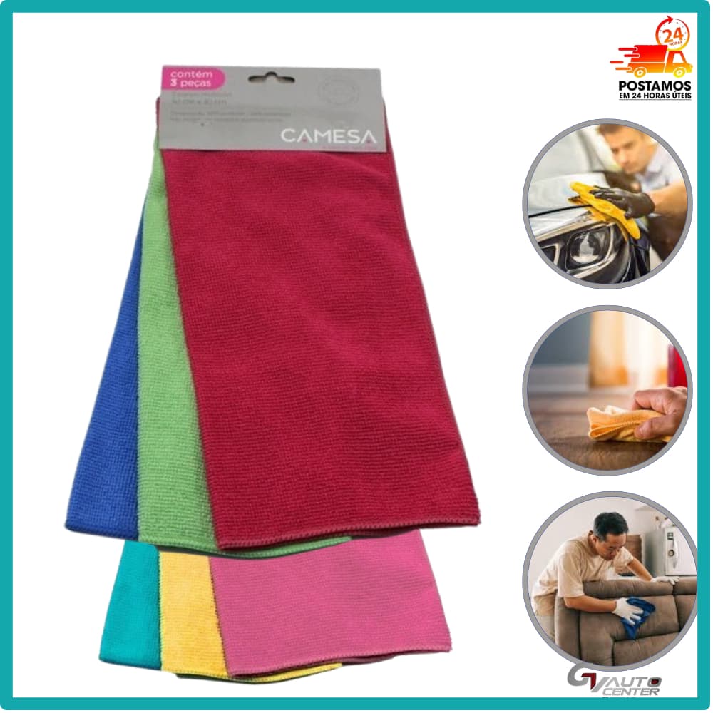 Kit 6 Panos Toalha De Microfibra Multiuso Não Arranha Super Absorvente Atoalhado Carro, Casa