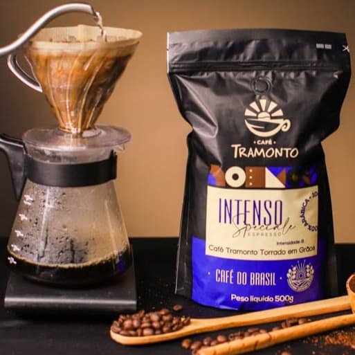 Café Tramonto INTENSO em Grãos 500g Café Forte Especial Arábica MG