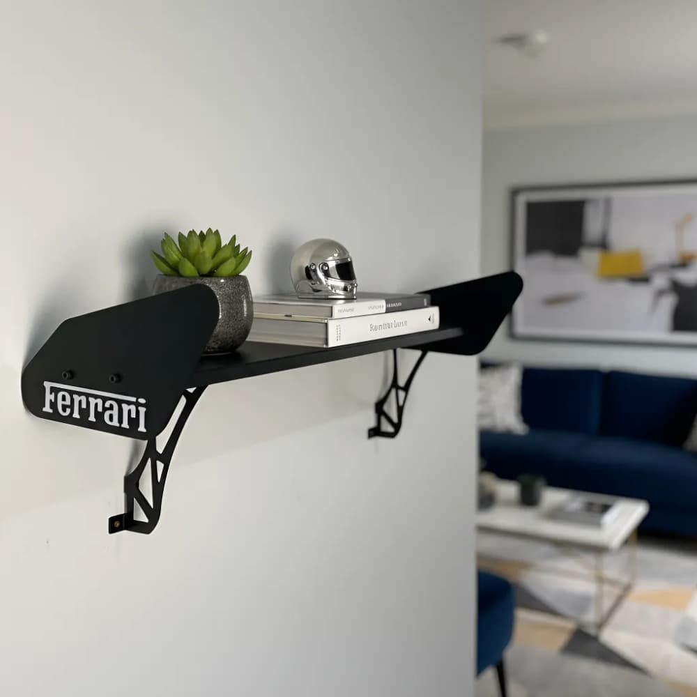 Prateleira Industrial Estante Suporte De Parede Aerofolio Porsche Rack Organizadora Decoração Preto