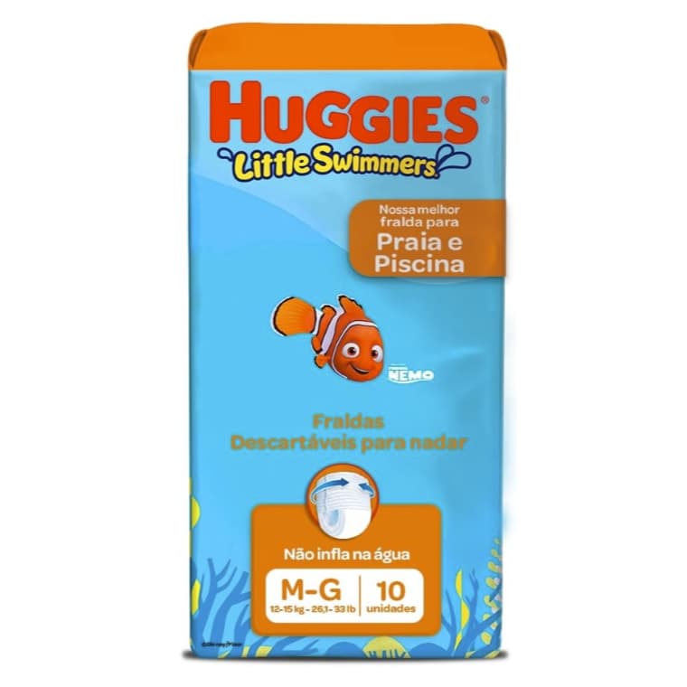 Fralda Huggies Little Swimmers Praia e Piscina M-G 10 unidades