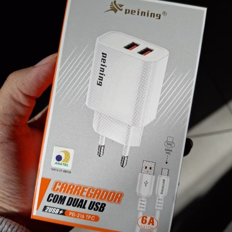 Fonte Carregador Turbo 20W + Cabo Carregador Rápido Tipo C USB-C Original