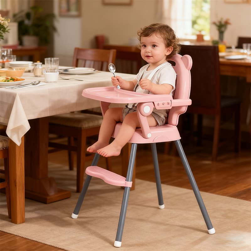 Cadeira De Alimentação Infantil bebê Dobrável Com Mesa Ajustável em Altura Portátil Fácil de Limpar