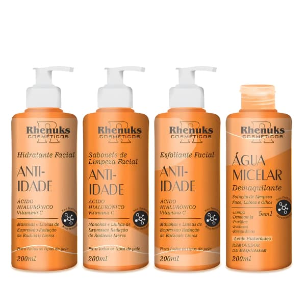 Kit 4 Produtos Skin Care Facial Anti Idade - Rhenuks