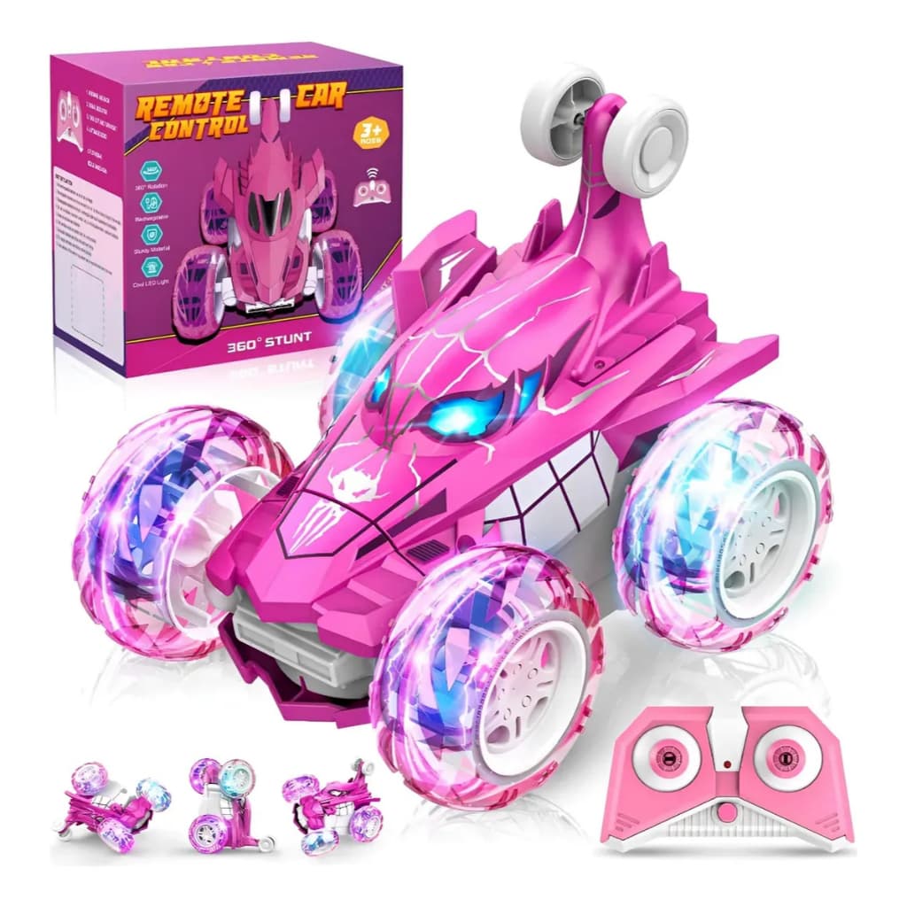Carrinho Controle Remoto Grande Recarregável Cor Rosa