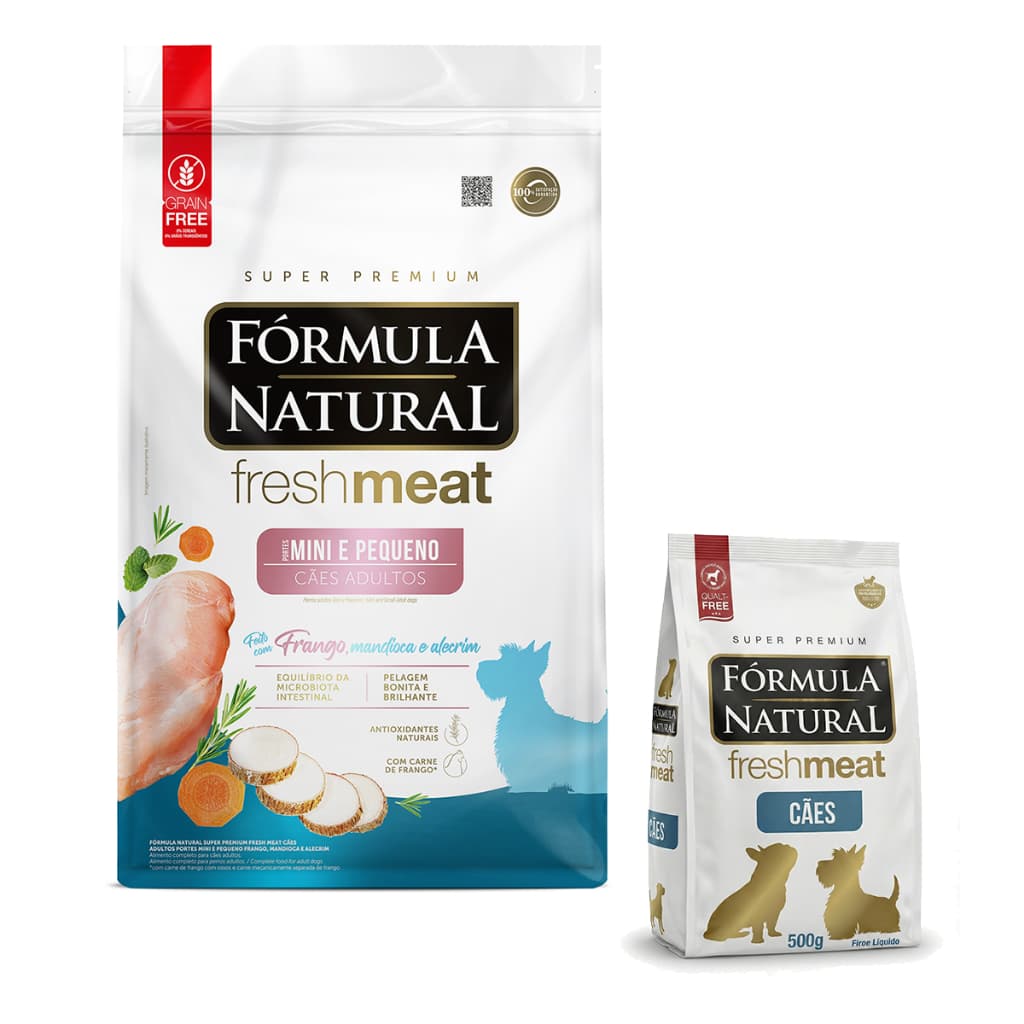 Ração Fórmula Natural Fresh Meat Cães Adultos Mini Pequeno Porte Super Premium Original 500g Adimax