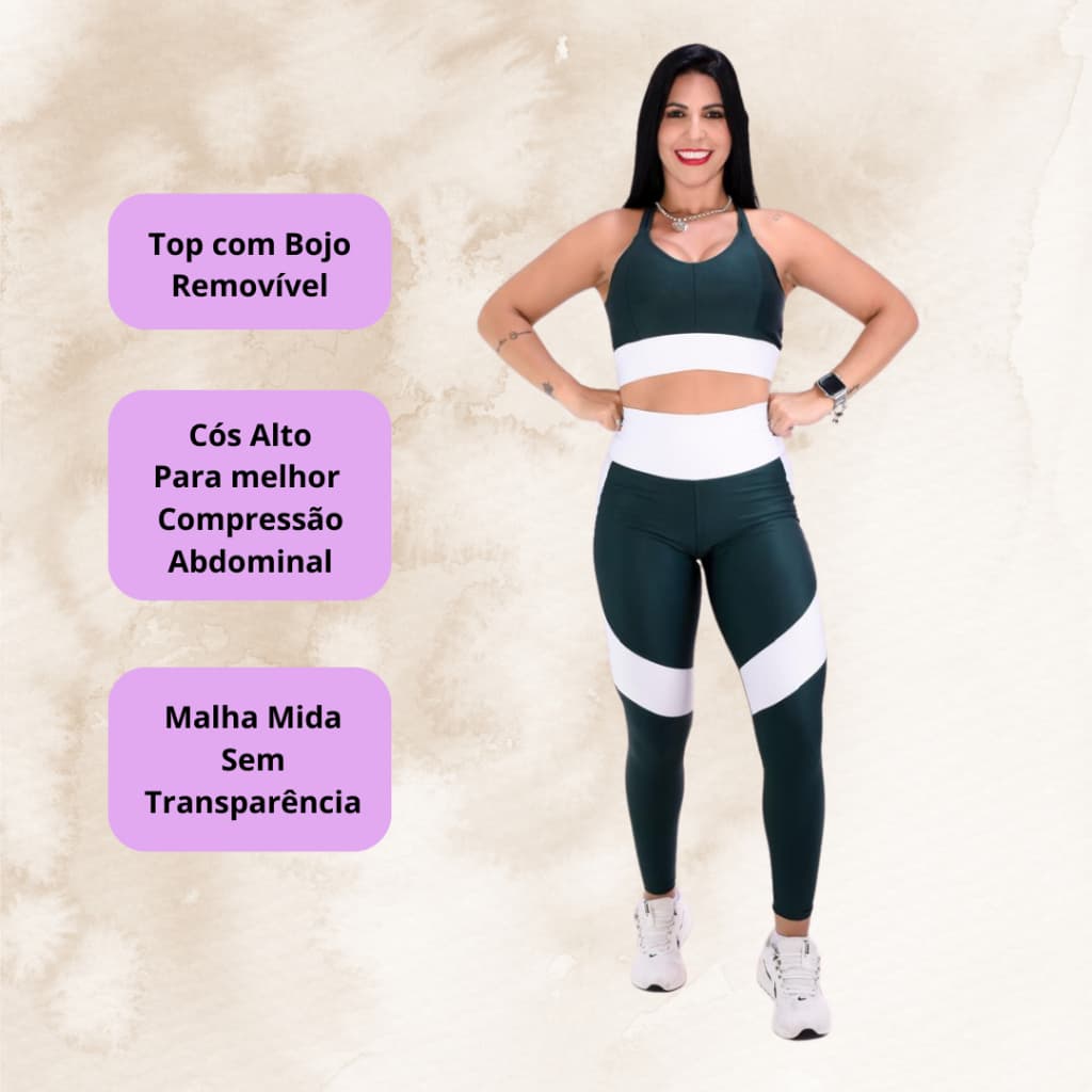 Conjunto feminino legging academia sem transparência roupa calça com top fitness suplex feminina