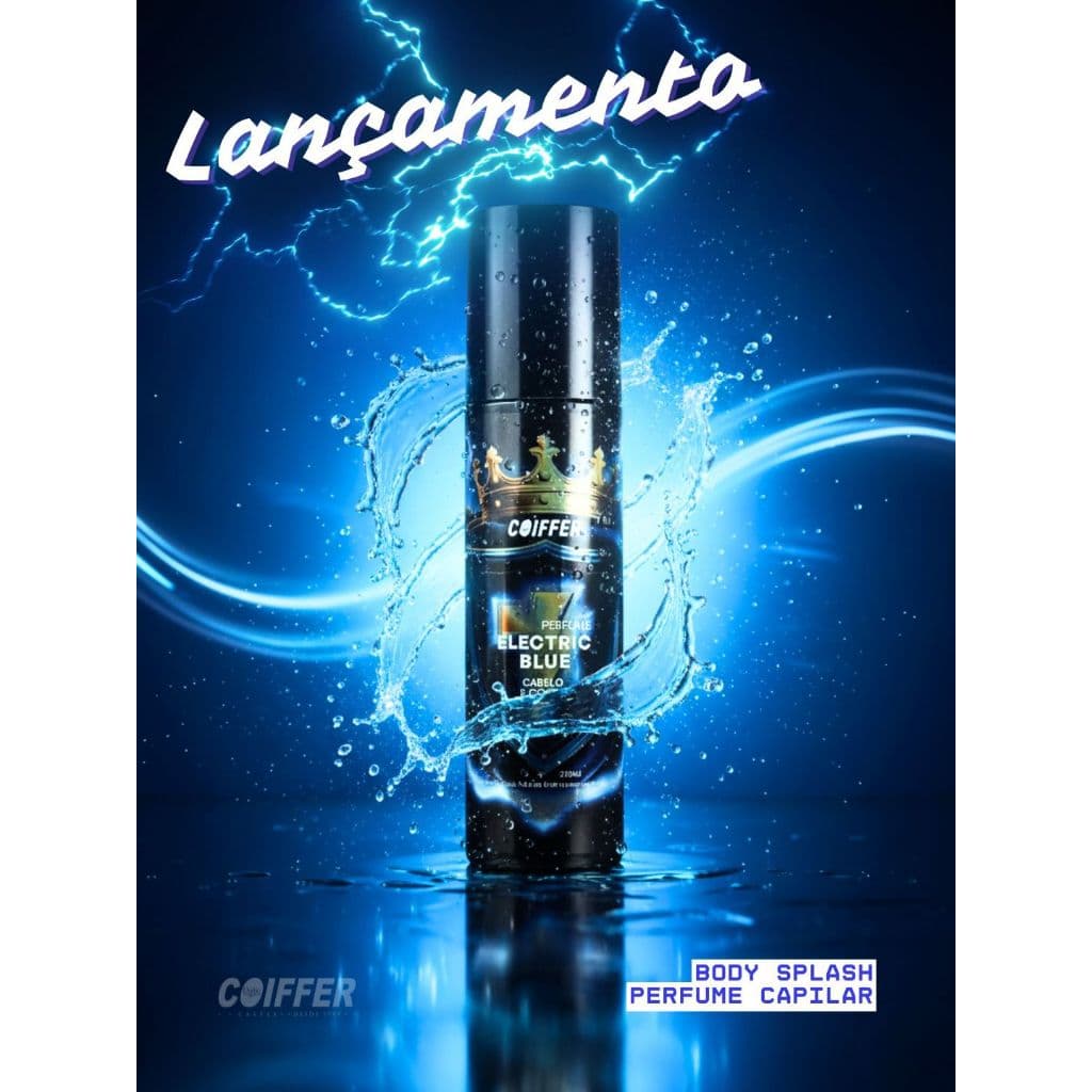 Perfume Masculino Electric Blue Coiffer 200ml - Cheiro De Importado Brilho Intenso Fixação 24h