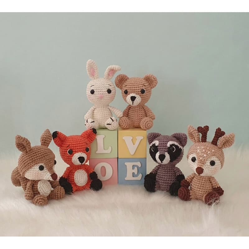 amigurumi bosque kit 06 peças ou unidade bichinho crochê