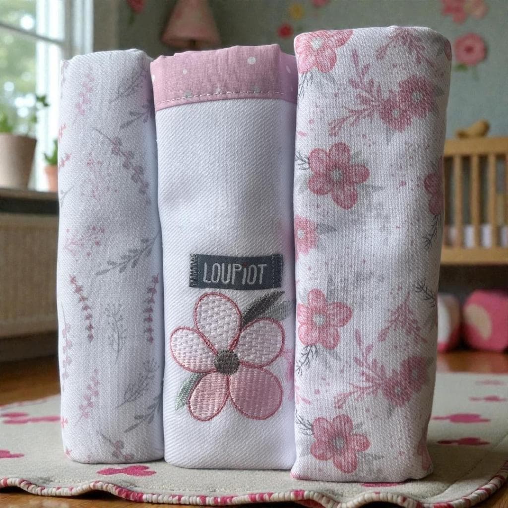 Cueiro Bebê Flanelado 100% Algodão | Kit 3 Unidades 80x80cm | Enxoval Menina
