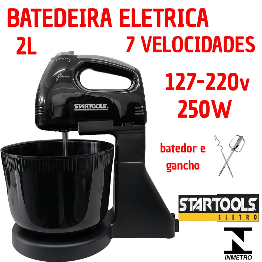 Batedeira Eletrica 2L 7 Velocidades Potente 127V 220V Resistente 250W pratica