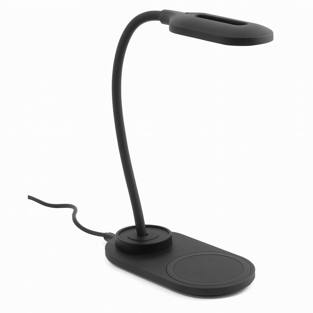 Carregador Indução Luminaria Base Carregadora Rápida 10w Dock Station Airpod iPhone Cor Preto Samsung, motorola, xiaomi