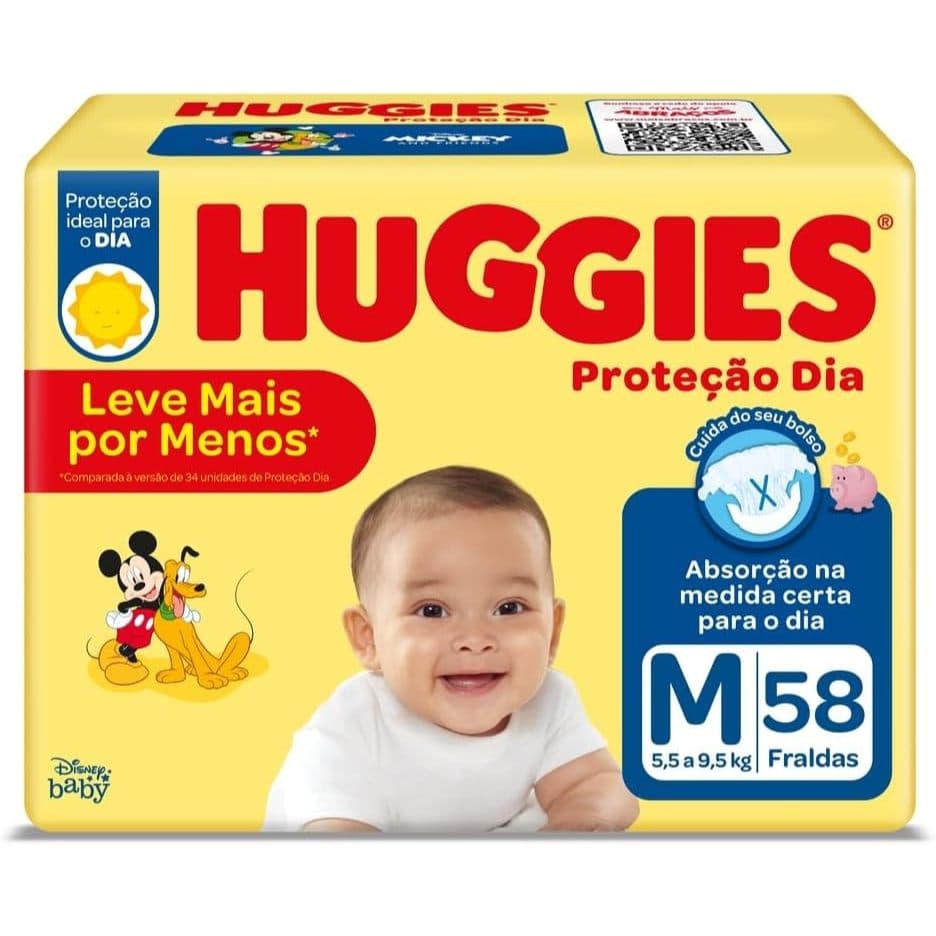 Fralda Huggies  Proteção Dia Tam. M - 58 Unidades