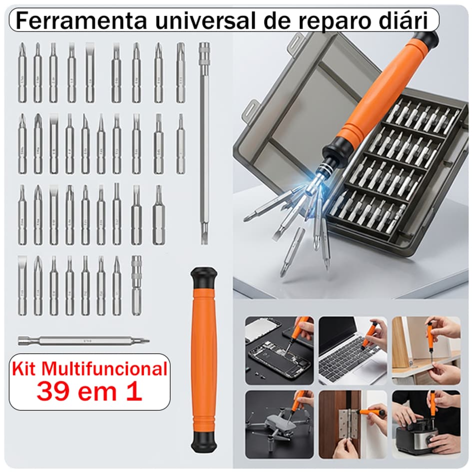 Ferramentas parafusadeira de kit 39 em 1 funcional completo basico multifuncional
