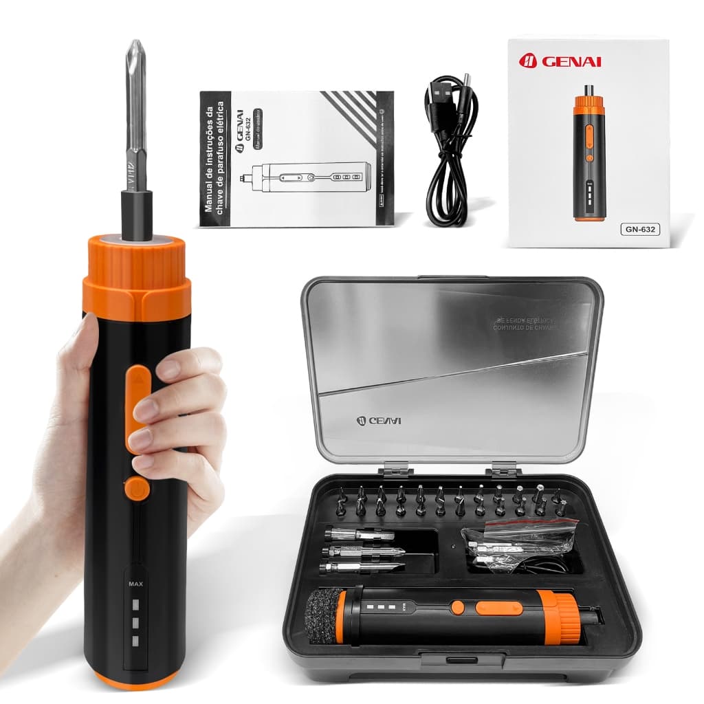 29 Pcs Furadeira Parafusadeira 3.6V com Controle de Torque - Chave de Fenda Elétrica Multiuso