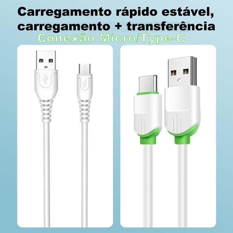 [GENAI]Cabo de Dados Type-C/Micro USB ,2.1A Rapido Carregamento 1Mcom chip E-Marker embutido para Cabo Carregador rapido