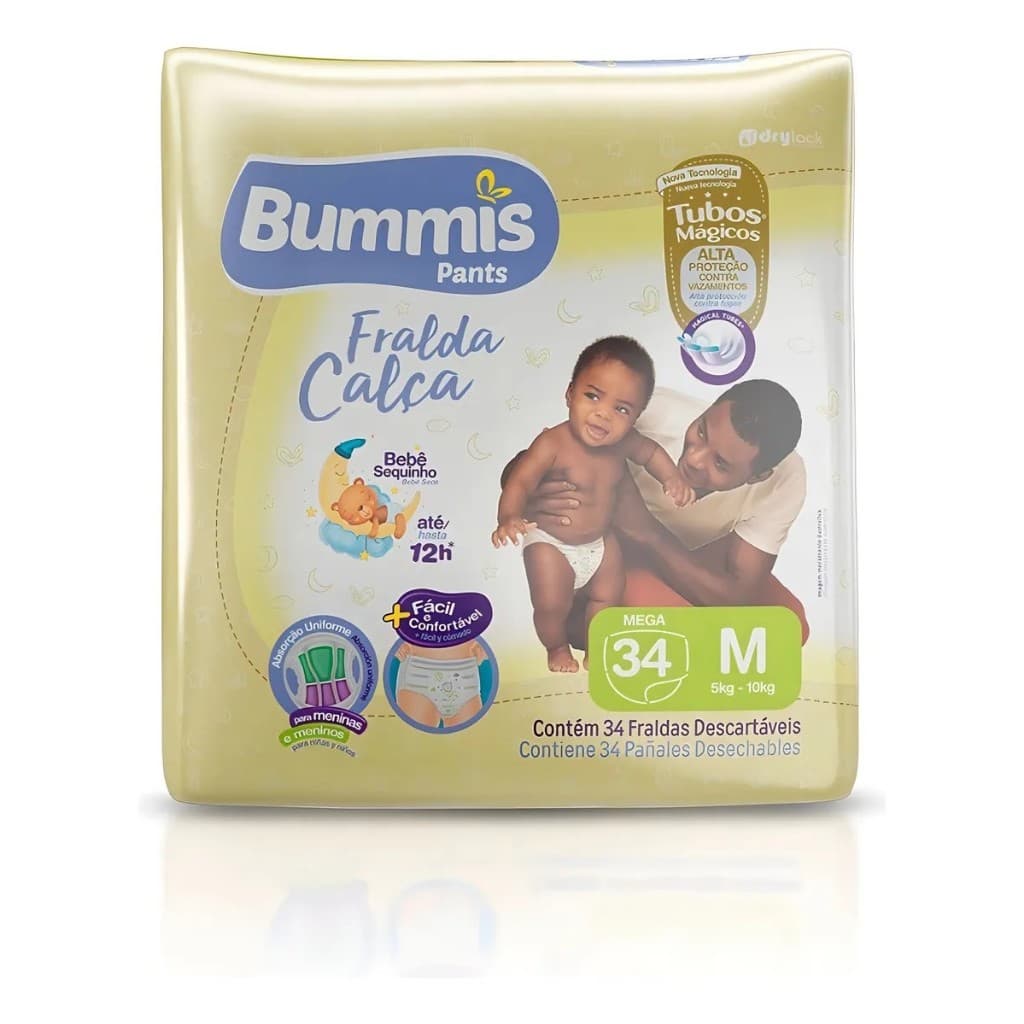 Fralda Bummis Pants Fralda Calça tamanho M 34 unidades