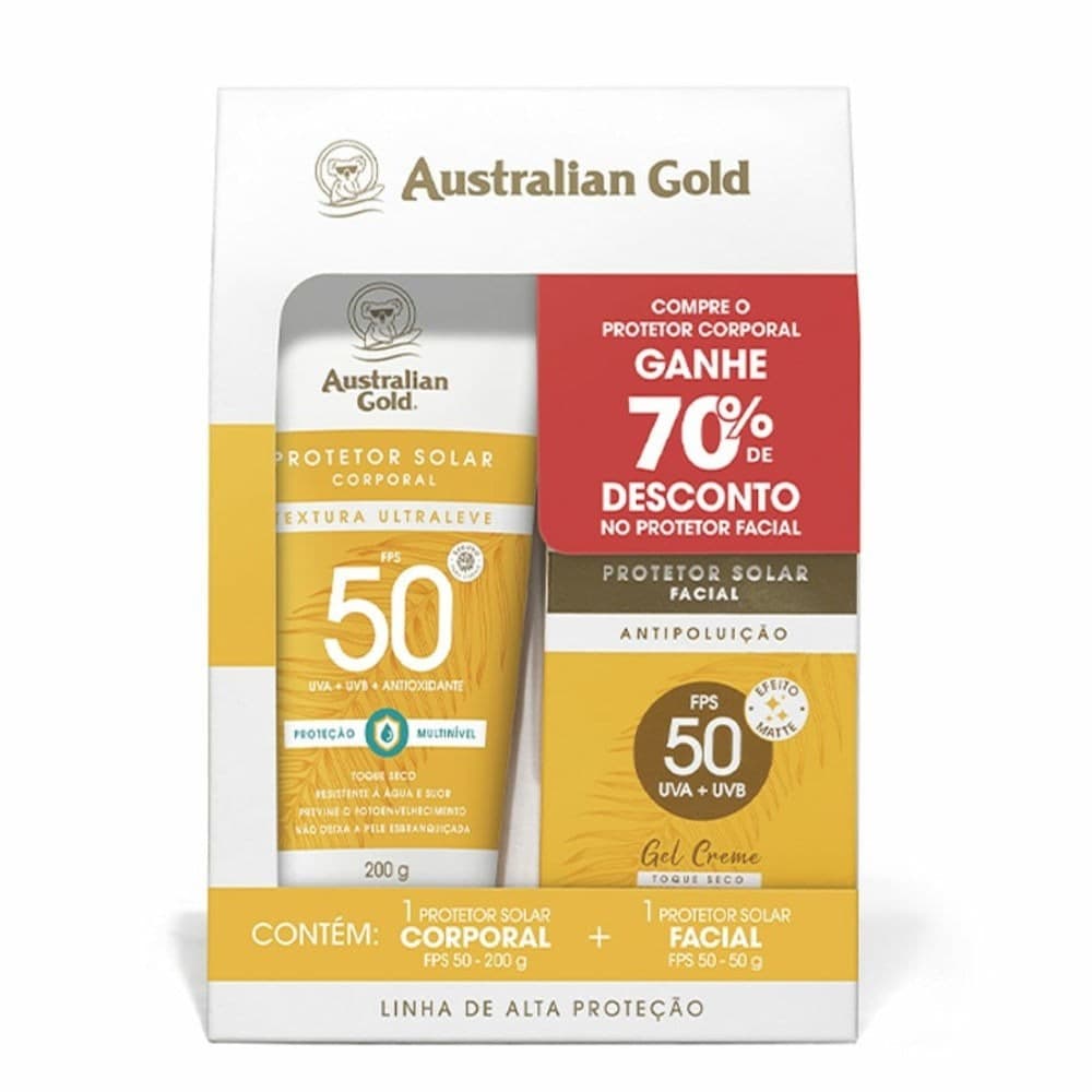 Kit Protetor Solar Facial 200g + Protetor Solar Facial 50g Australian Gold FPS50