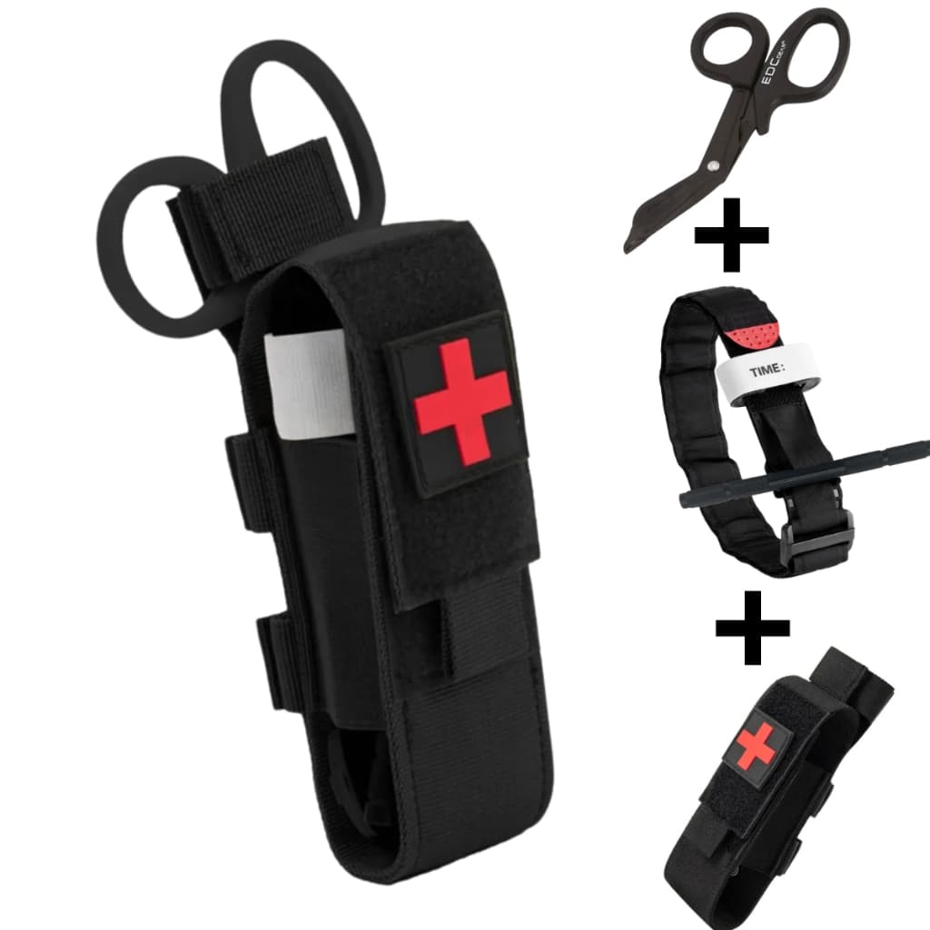 Kit Torniquete Tático Porta Torniquete Tesoura Ponta Romba Aph Primeiros Socorros