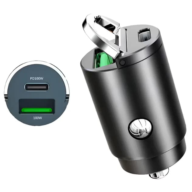 Mini Carregador Veicular 200W QC3.0 PD USB-C Fast Charge Turbo