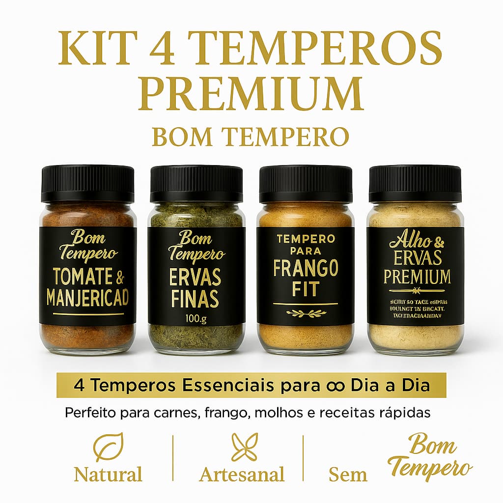 Kit Bom Tempero – 4 Temperos Naturais Artesanais com Sal de Mossoró