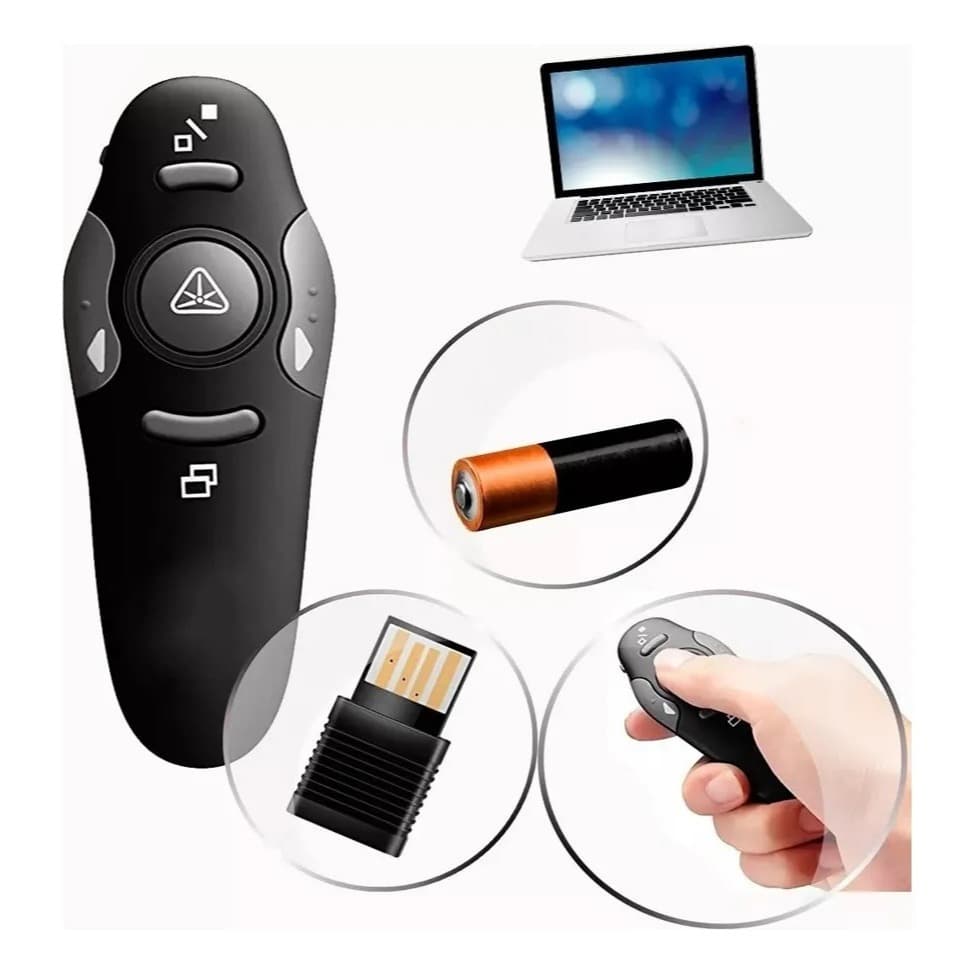 Apresentador Slides Laser Pointer Caneta Sem Fio Controle Passador Remoto Mouse Apontador Passar Excel Canva Powerpoint