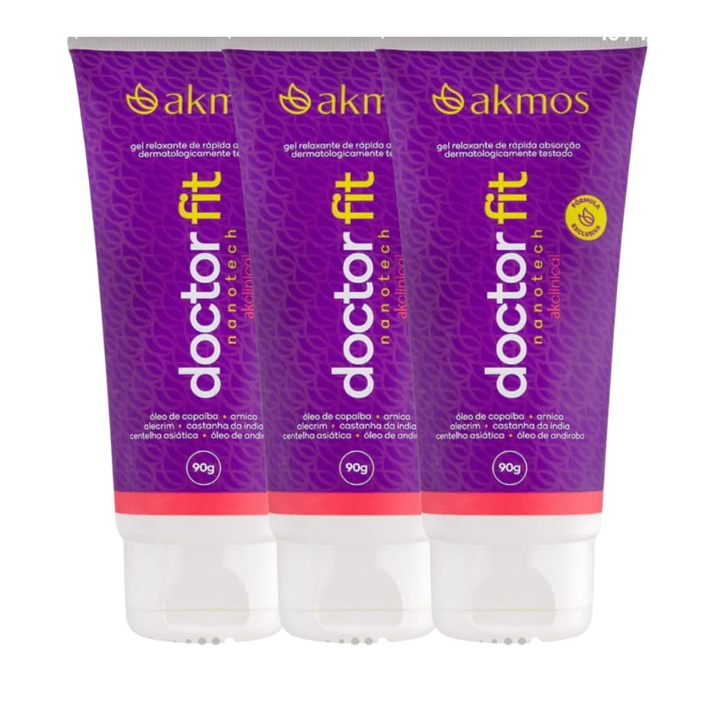 kit 3 Doctor Fit Akmos Gel Massageador Alívio Rápido das Dores Joelhos Costas Colunas Burcite tendnite inflamacao dores