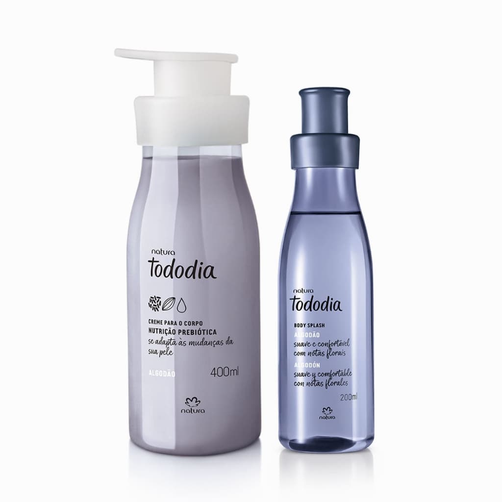 Hidratante Corporal 400 ml + Body Splash Corporal 200 ml Natura Tododia Algodão
