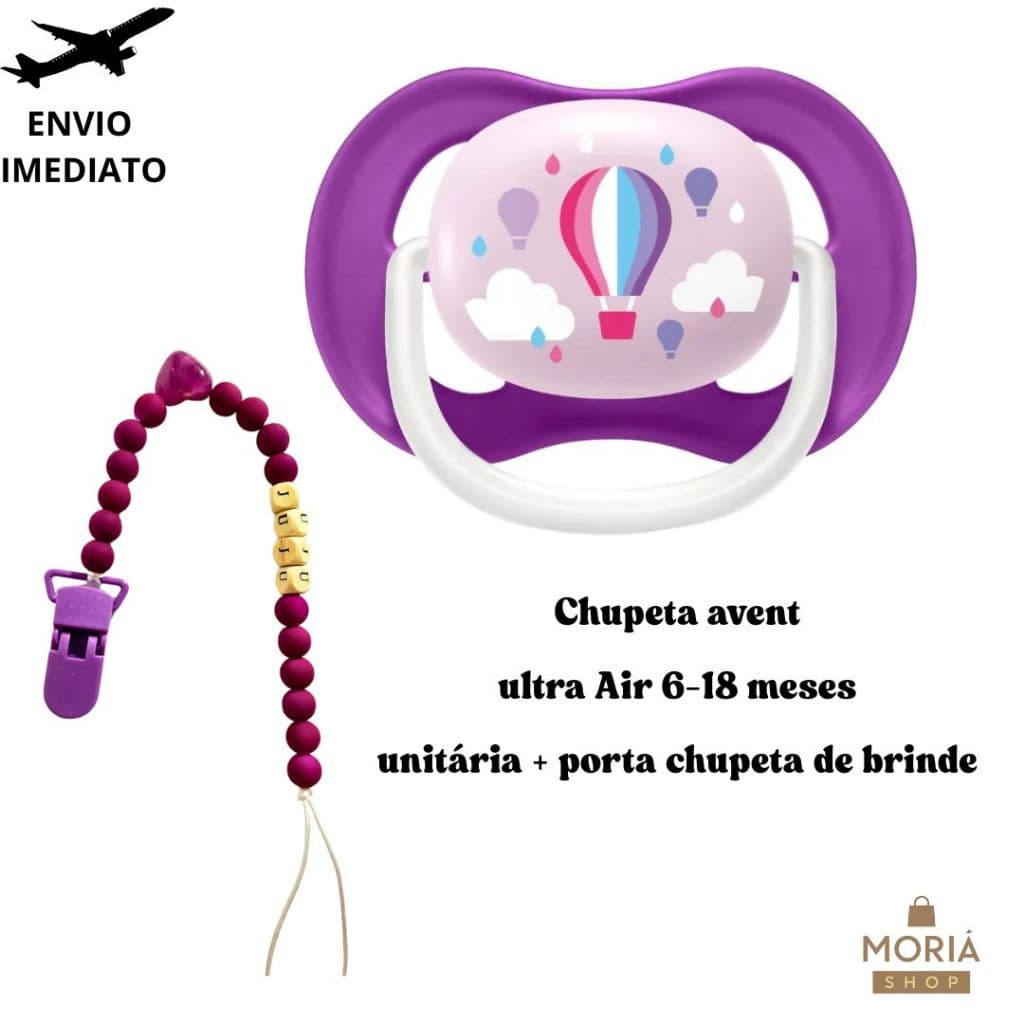 Chupeta avent ultra Air 6-18 meses unitária + Porta Chupeta De Brinde Personalizado