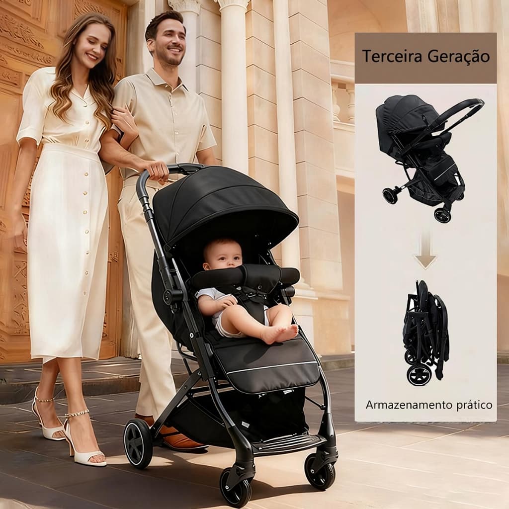 Carrinho de Bebê Passeio Reversível Runner Infantil Dobrável Compacto Leve e Aprovado INMETRO
