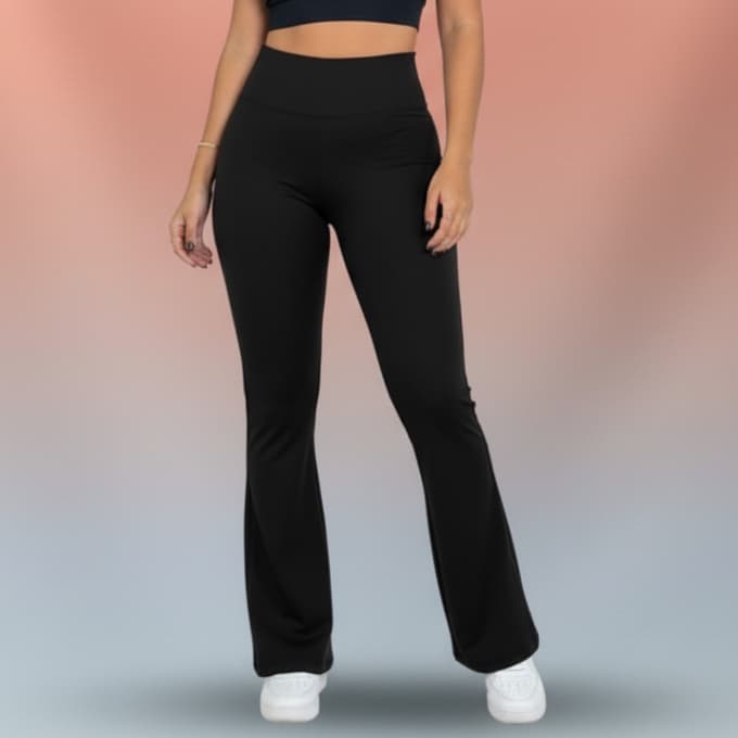 Calça Flare Fitness Academia Feminina Legging Bailarina Suplex Zero Transparência Cós Alto M G GG