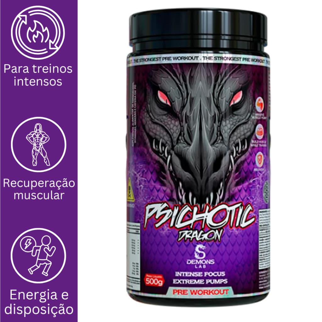 PRE TREINO PSICHOTIC DRAGON 500G DEMONS LAB - ENERGIA E FOCO INTENSO