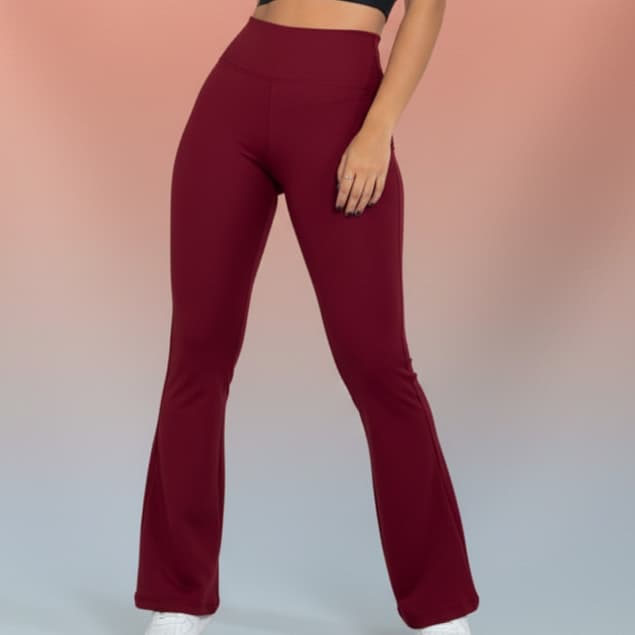 Calça Flare Bailarina Zero Transparência Feminina Academia Suplex Fitness Cintura Alta