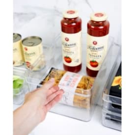 Organizador De Armários Geladeira Dispensa Empilhavél Cozinha Multiuso Clear 37x10x13cm