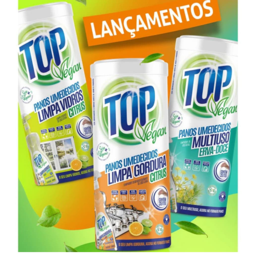 Panos Lenços Umedecidos Para Limpeza Em Geral Multiuso Top Vegan Pote Com 35 Un
