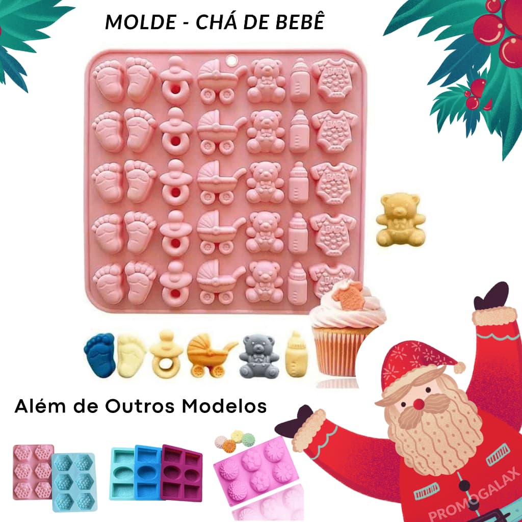 Molde de Sabonete Bolo Doces Chocolate Silicone 35 cav Para Chá de Bebê
