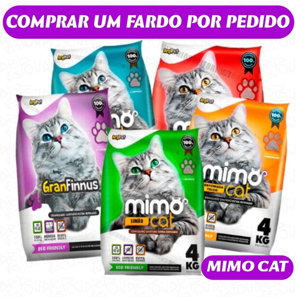 Kit *1 a 5* Pacotes de Areia Sanitária Antiodor Tira Cheiro Mimo Cat Gatos Tradicional 100% Natural